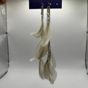 DG-15 Icing Long Feather Earrings with Chains and Beads